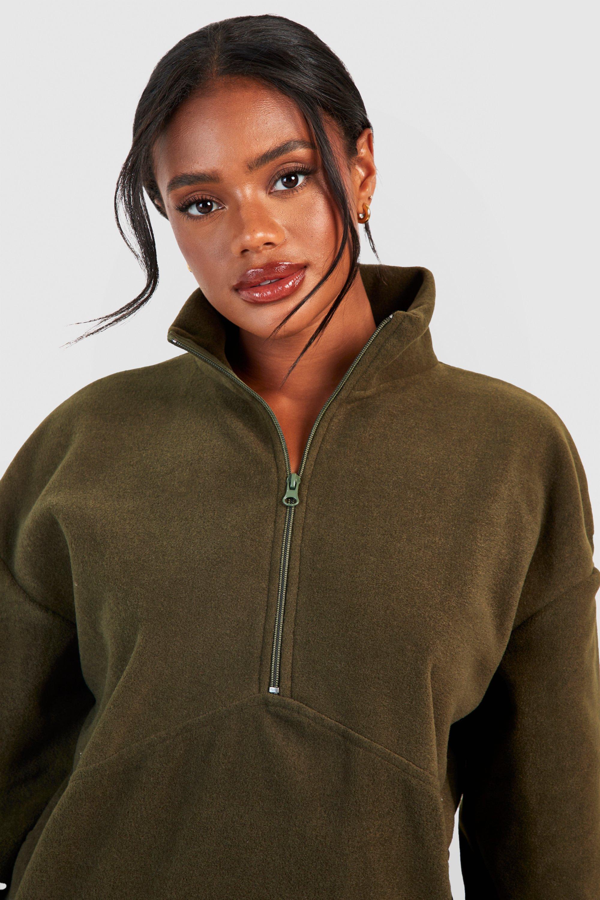 Oversized Polar Fleece Trui Met Korte Rits