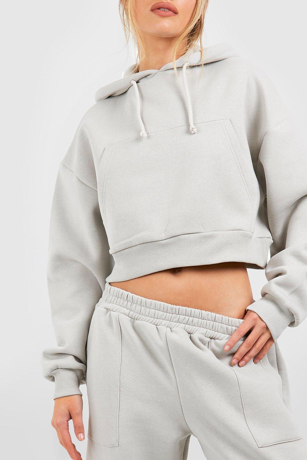 Cropped | Kangaroo Pocket Tracksuit boohoo Hooded