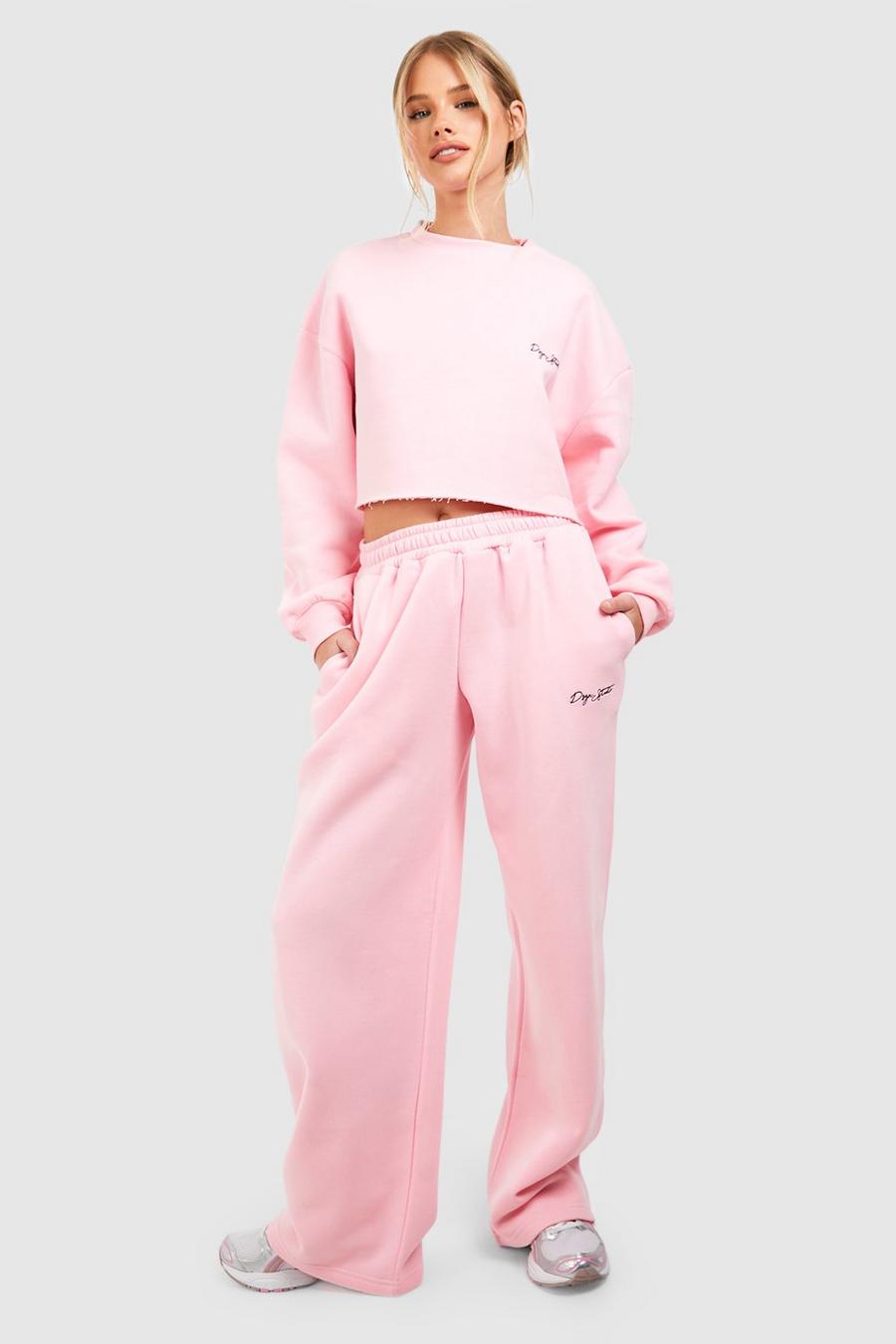 Pink Dsgn Studio Kort sweatshirt och mjukisbyxor med slogan image number 1