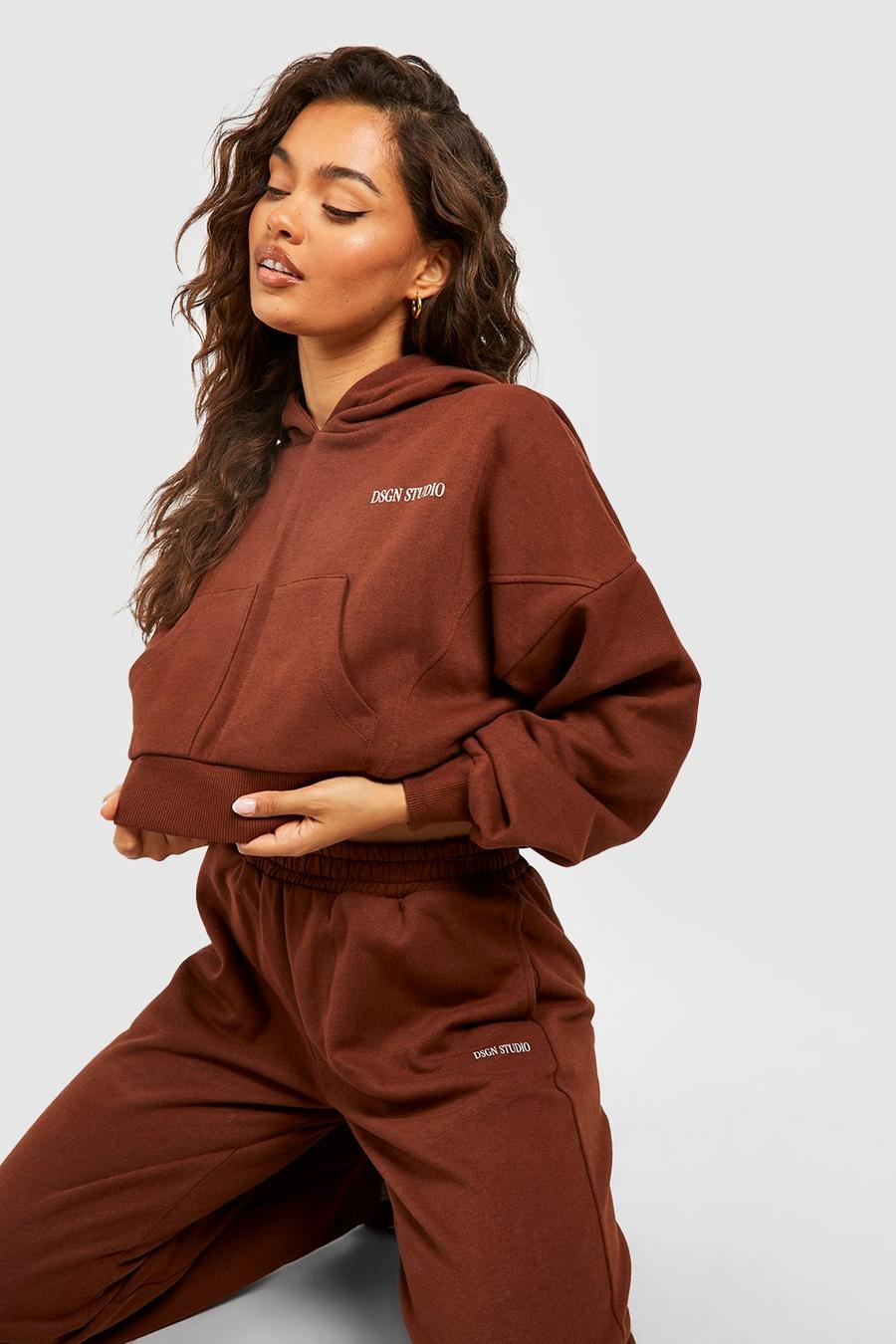 Chocolate Dsgn Studio Double Pocket Oversized Hooded Tracksuit  image number 1