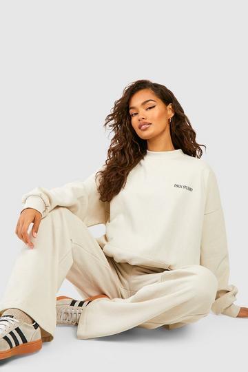 Dsgn Studio Seam Detail Oversized Straight Leg Tracksuit stone