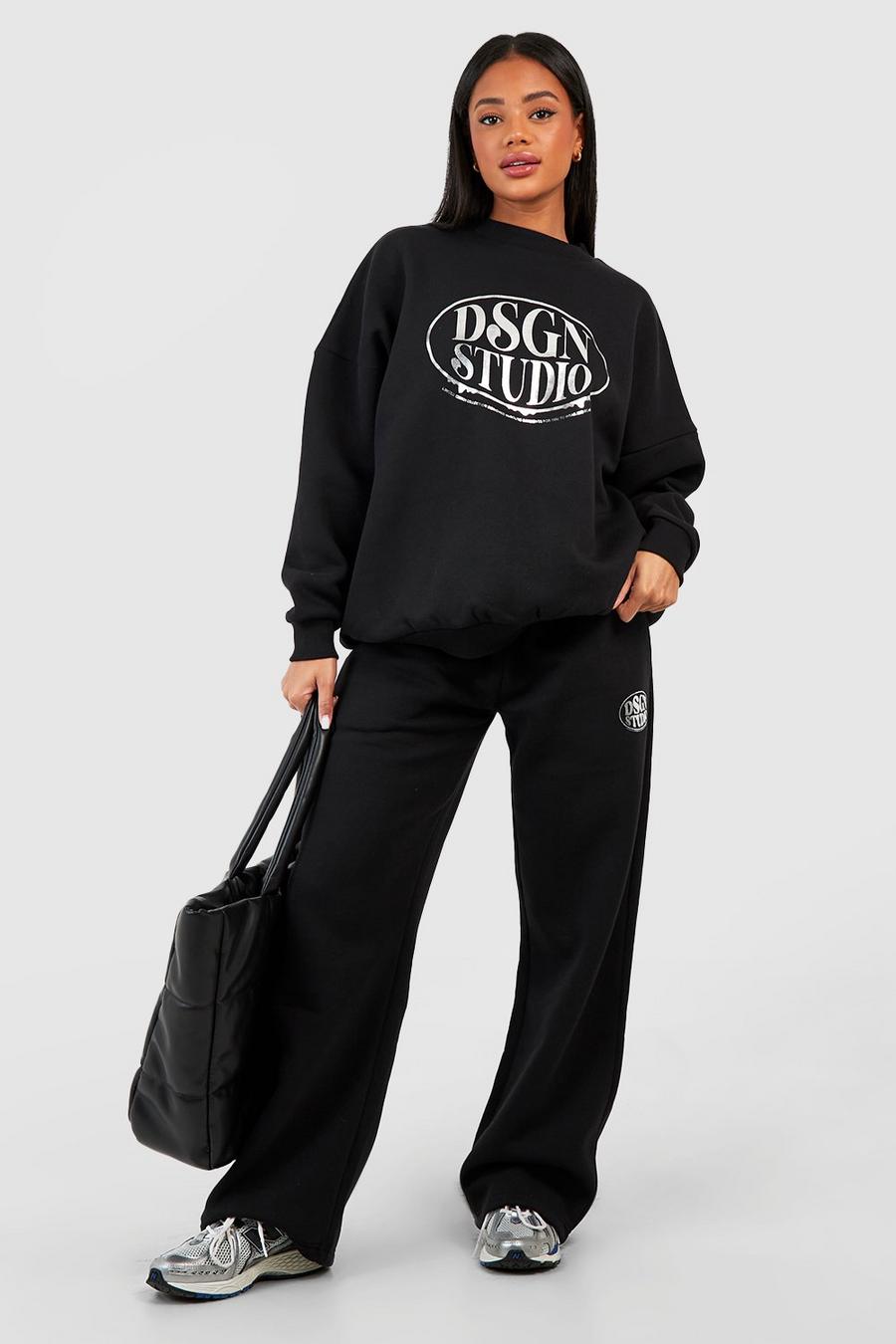 Oversize Sweatshirt mit Dsgn Studio Folien-Print, Black