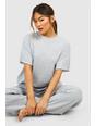 Grey Ribbad oversize t-shirt med rullfåll