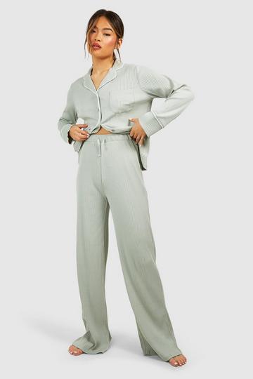 Rib Tie Waist Lounge Pants sage