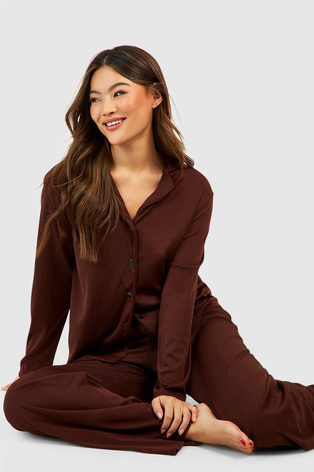 Rib Jersey Knit Wide Leg Pj Pants