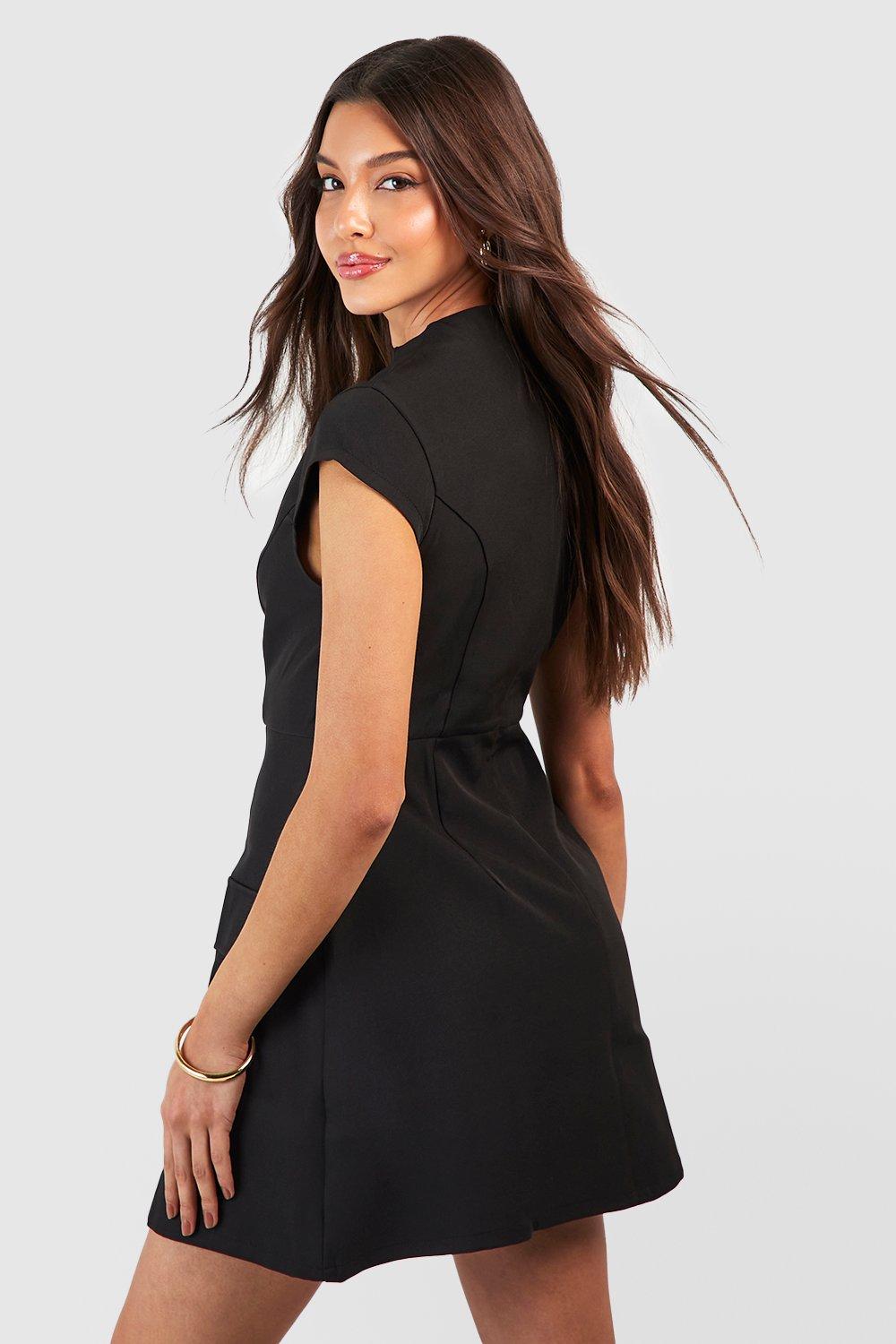 High Neck Structured Tailored Mini Dress boohoo