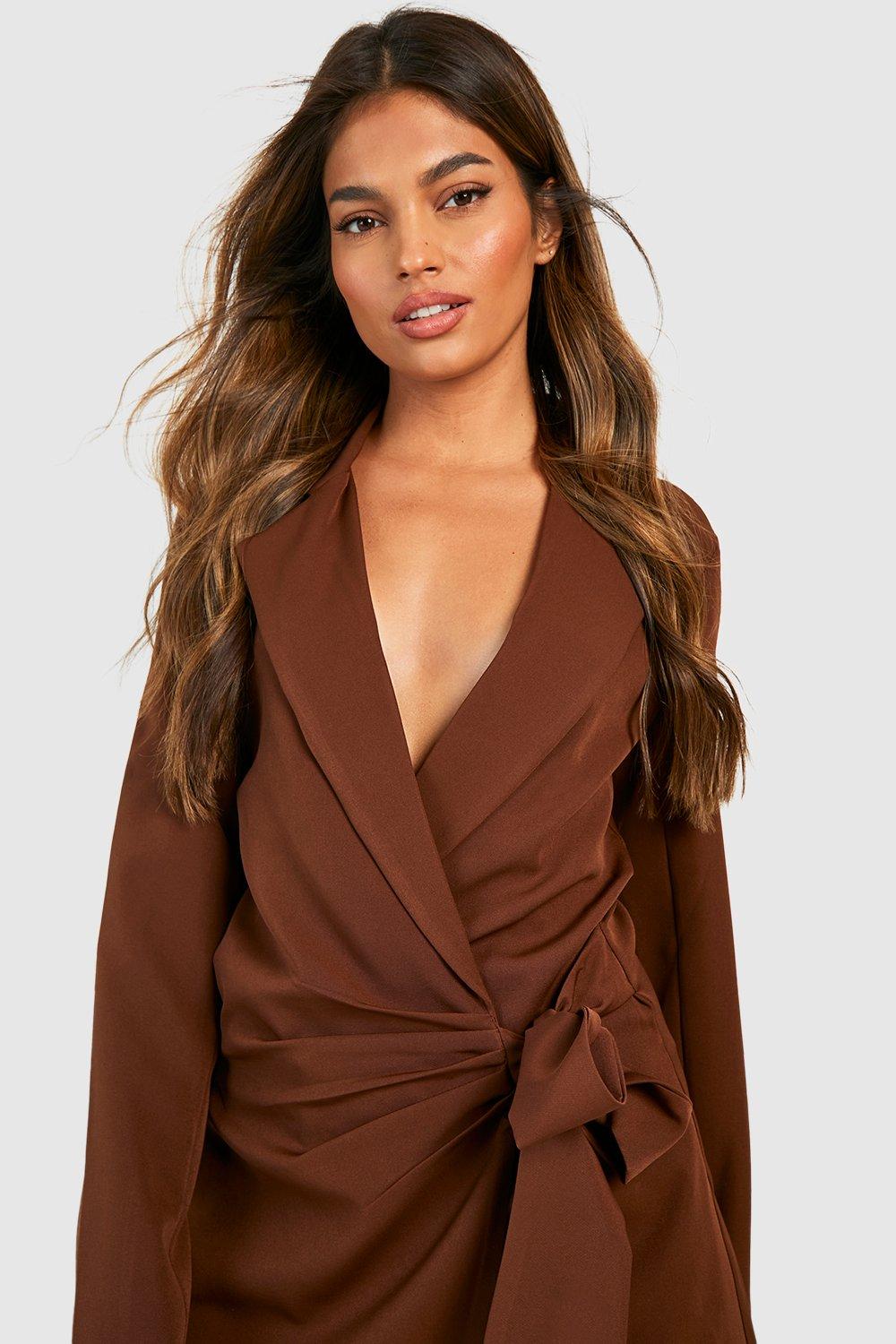 Missguided, Satin Drape Front Shirt Dress, Orange