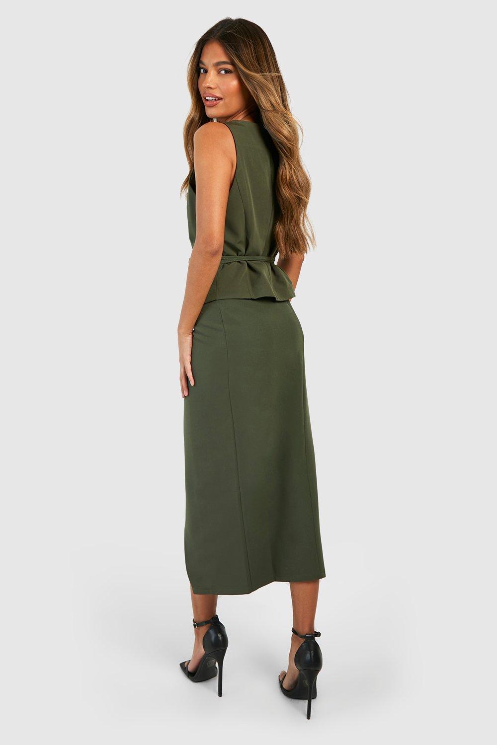 Midi wrap skirt outlet khaki