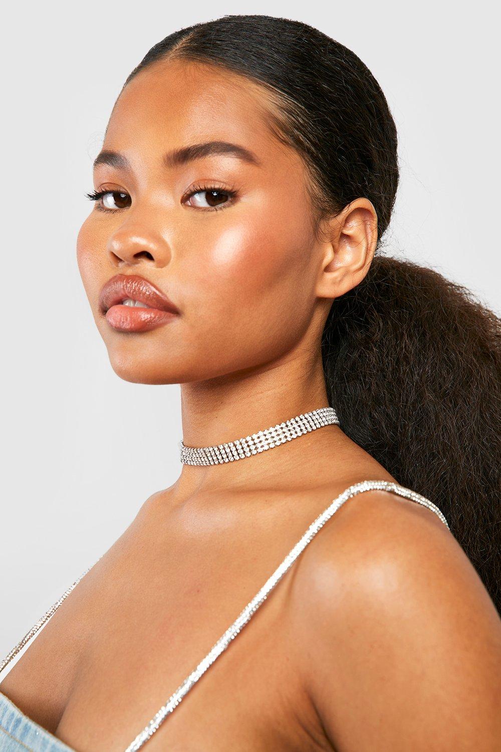 Silver Diamante Choker Necklace