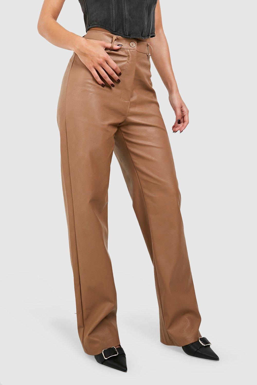 Bruine nep leren broek sales