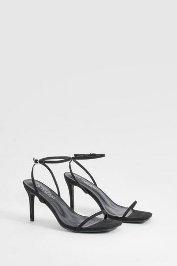 Wide Fit Barely There Low Stiletto Heels black