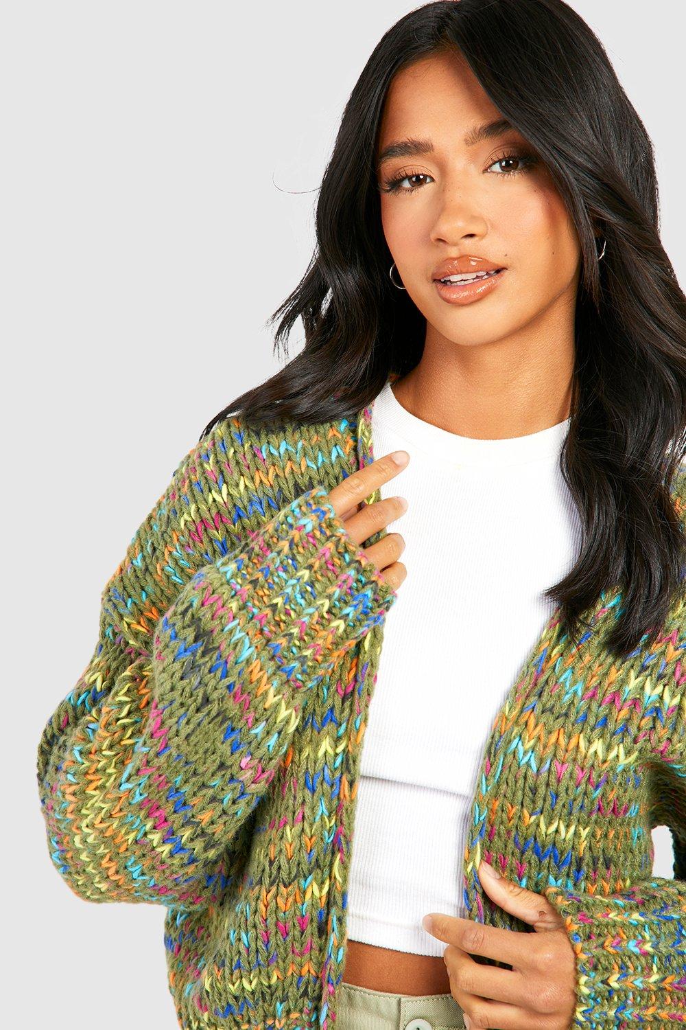 Petite Premium Chunky Multicolored Cardigan