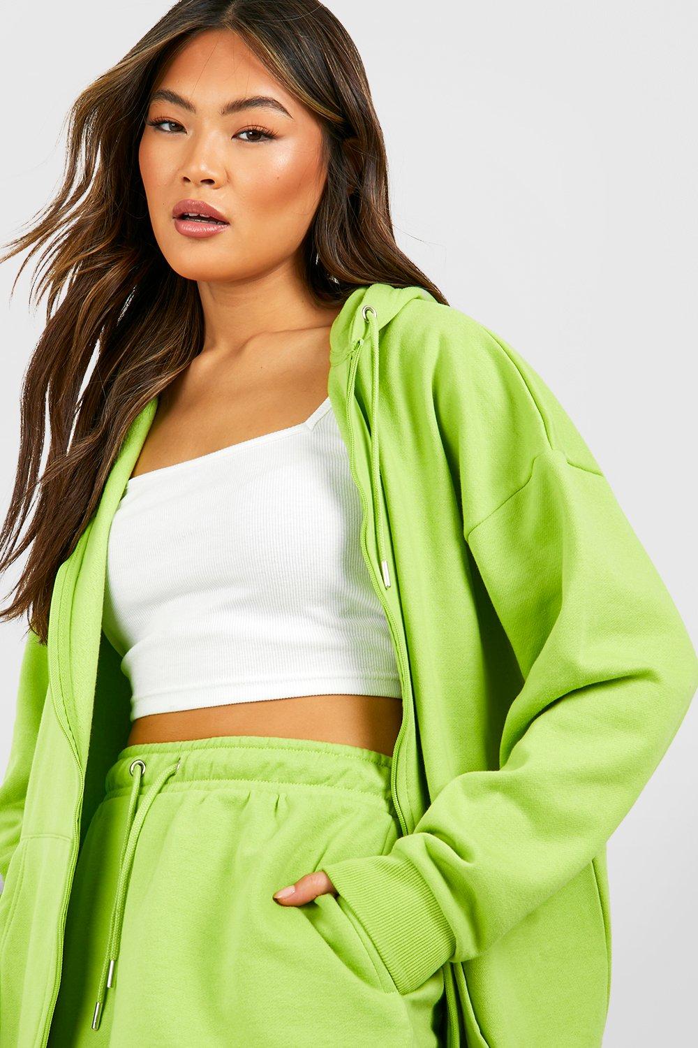 Lime green crop on sale hoodie