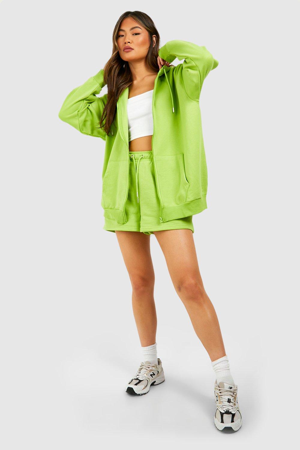 Neon green store sweat shorts