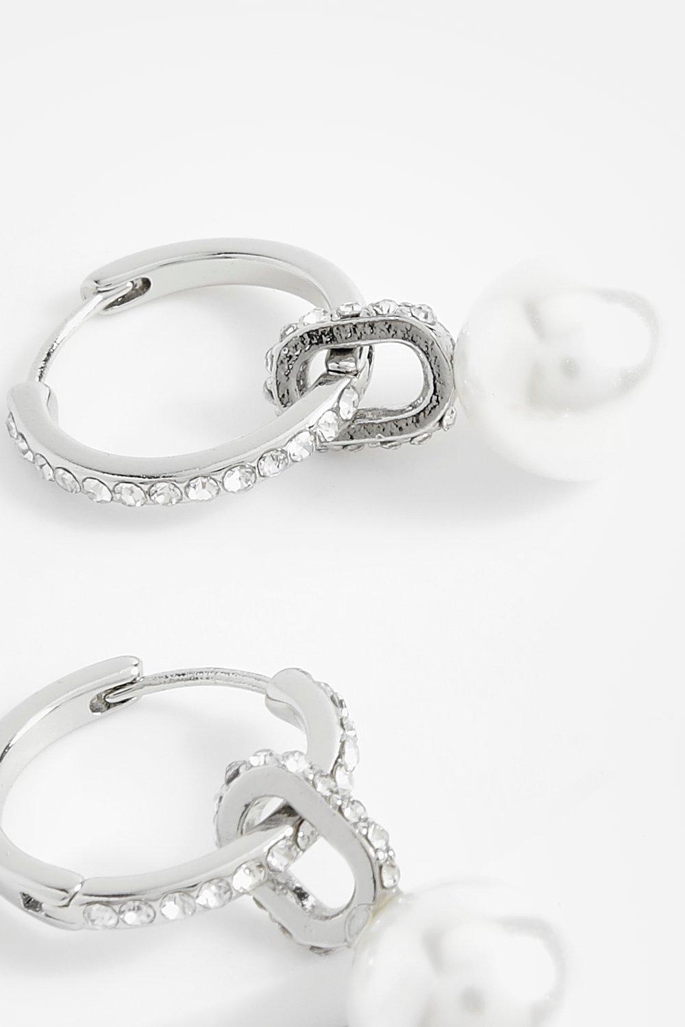 Pearl and deals diamond hoop earrings