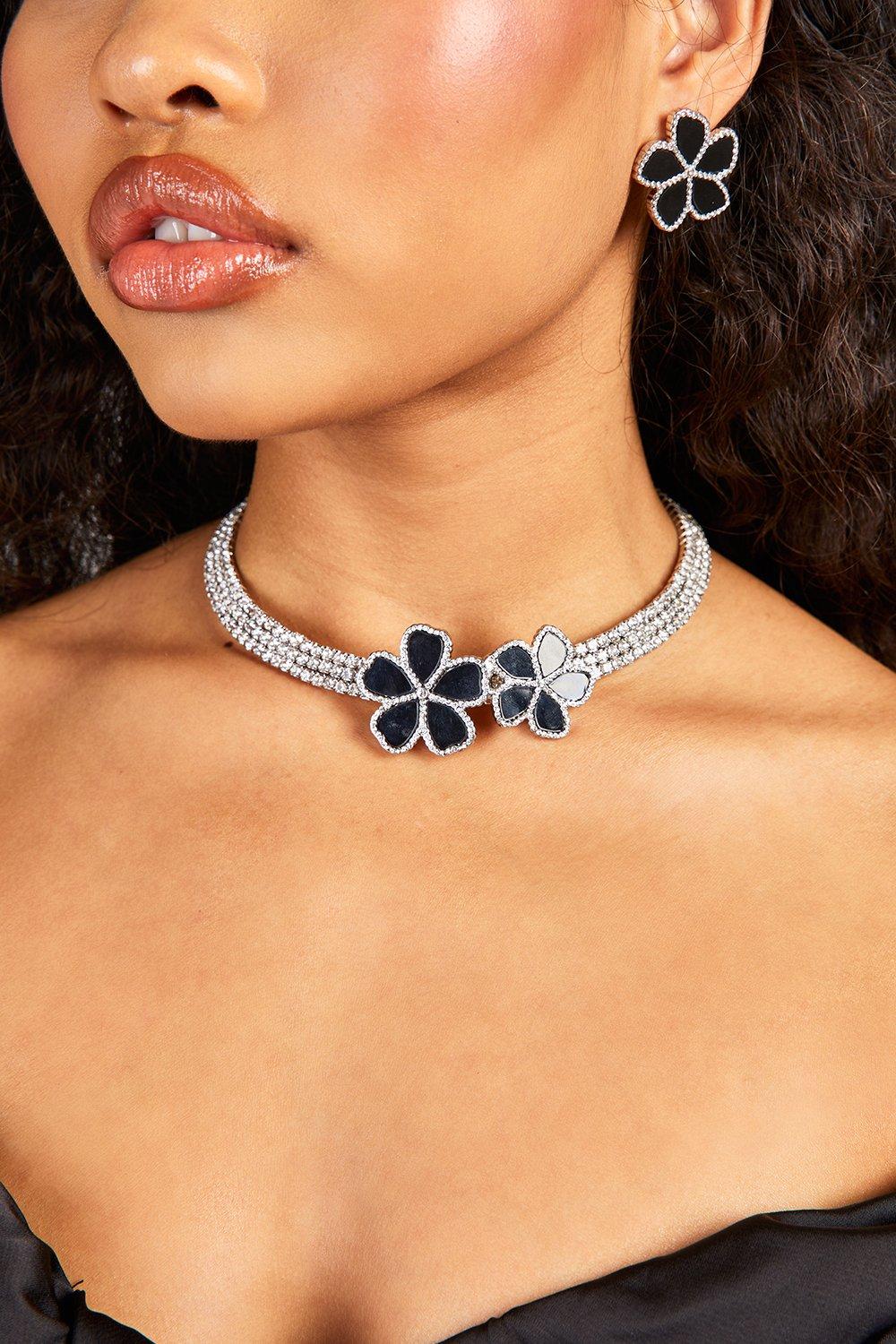 flower choker necklace in silver - MAM
