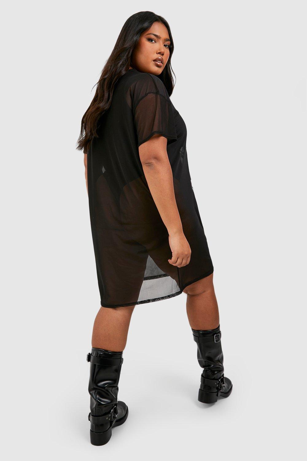 plus size mesh t shirt dress