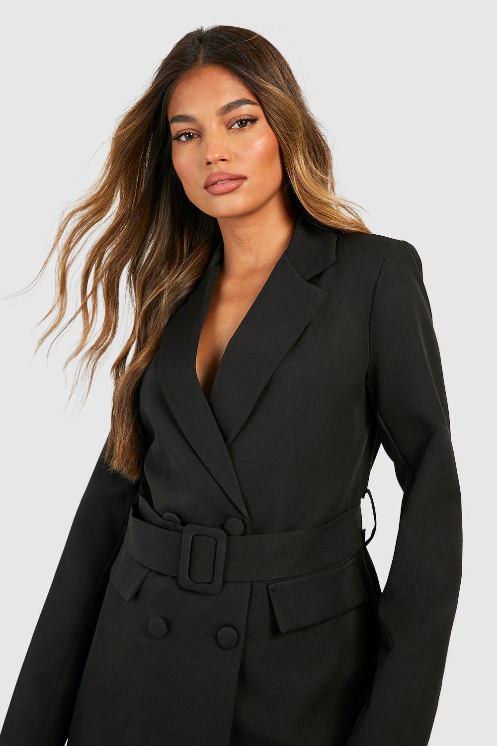 Double Breasted Self Fabric Belted Blazer boohoo NL