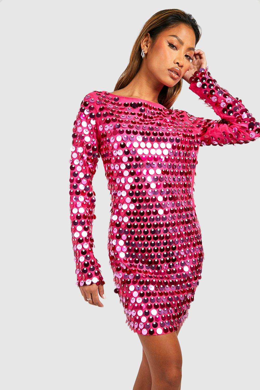 Pink sequin clearance bodycon dress