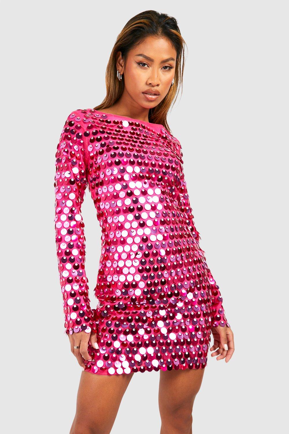 Boohoo pink sale sequin dress