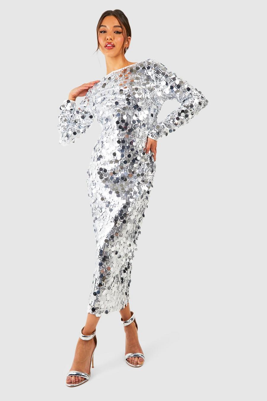 Silver Lång klänning med paljetter image number 1