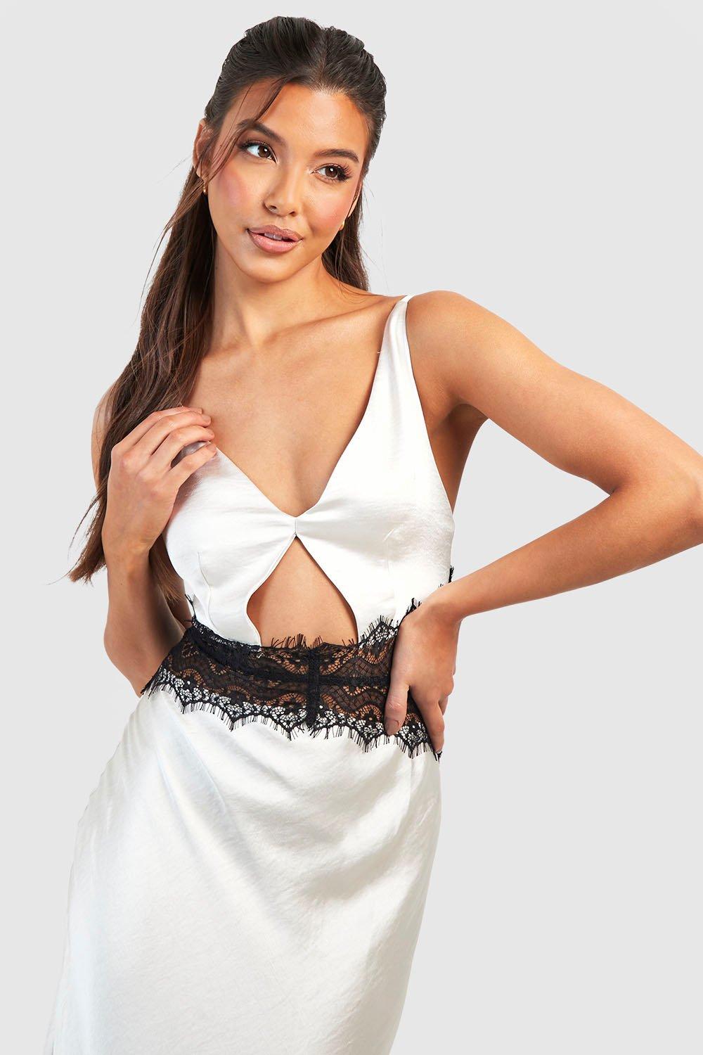 White satin slip dress 2024 long