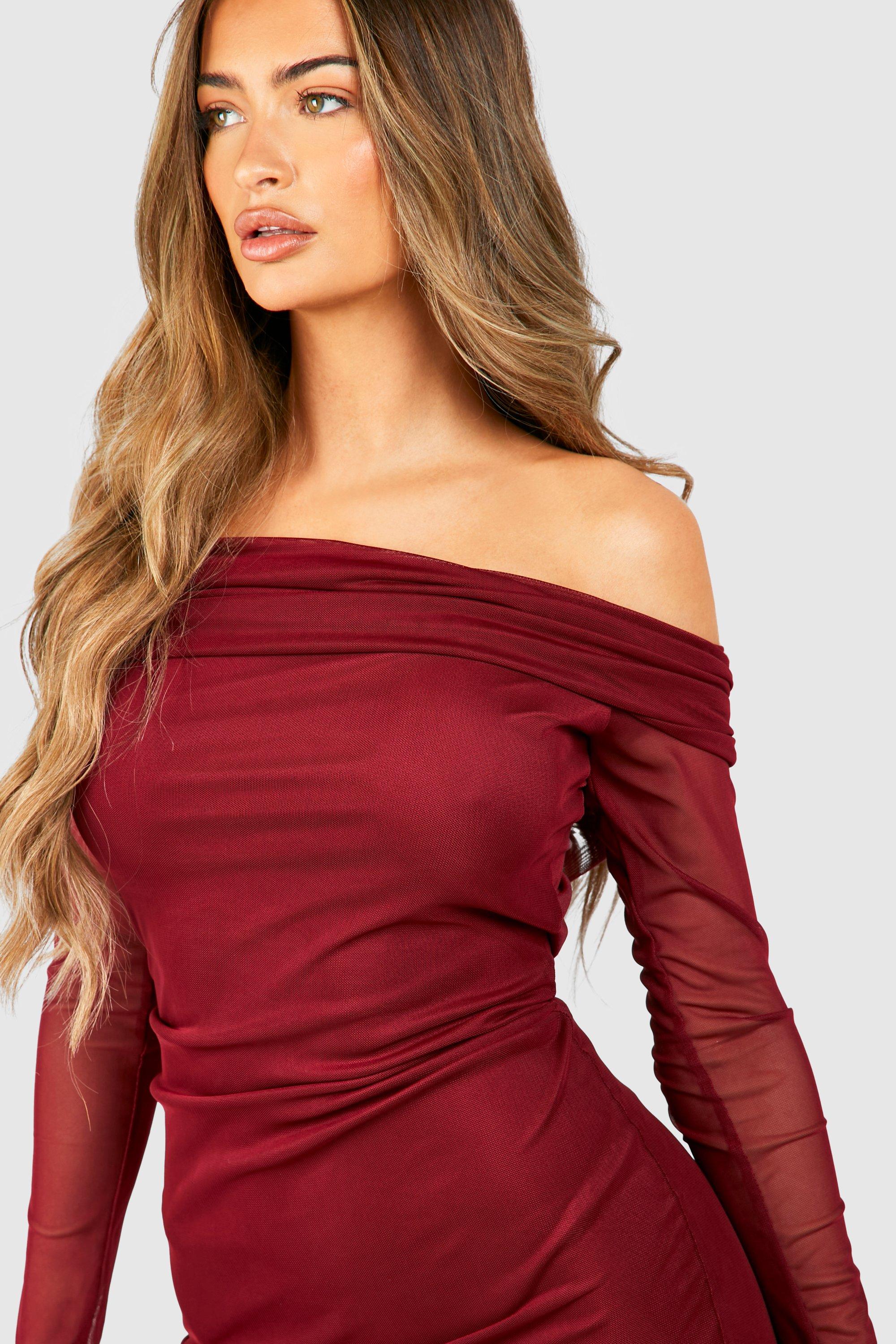 Mesh bardot outlet dress