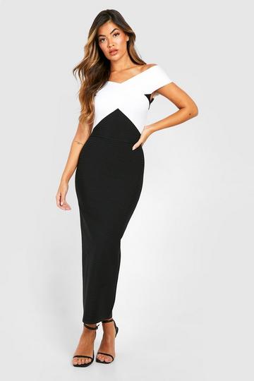 Mono Bandage Off The Shoulder Midi Dress black