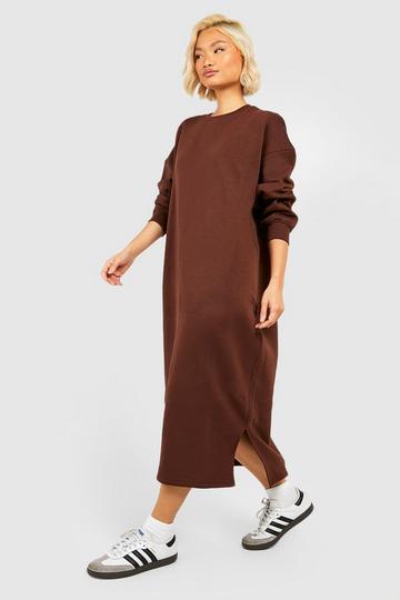 Oversized Sweat Midi Dress chocolate