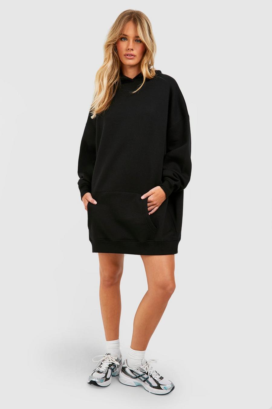 Oversize Hoodie Sweatshirt-Kleid, Black