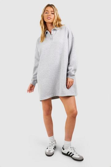 Sweatshirt Jurk Met Rugby Kraag grey marl