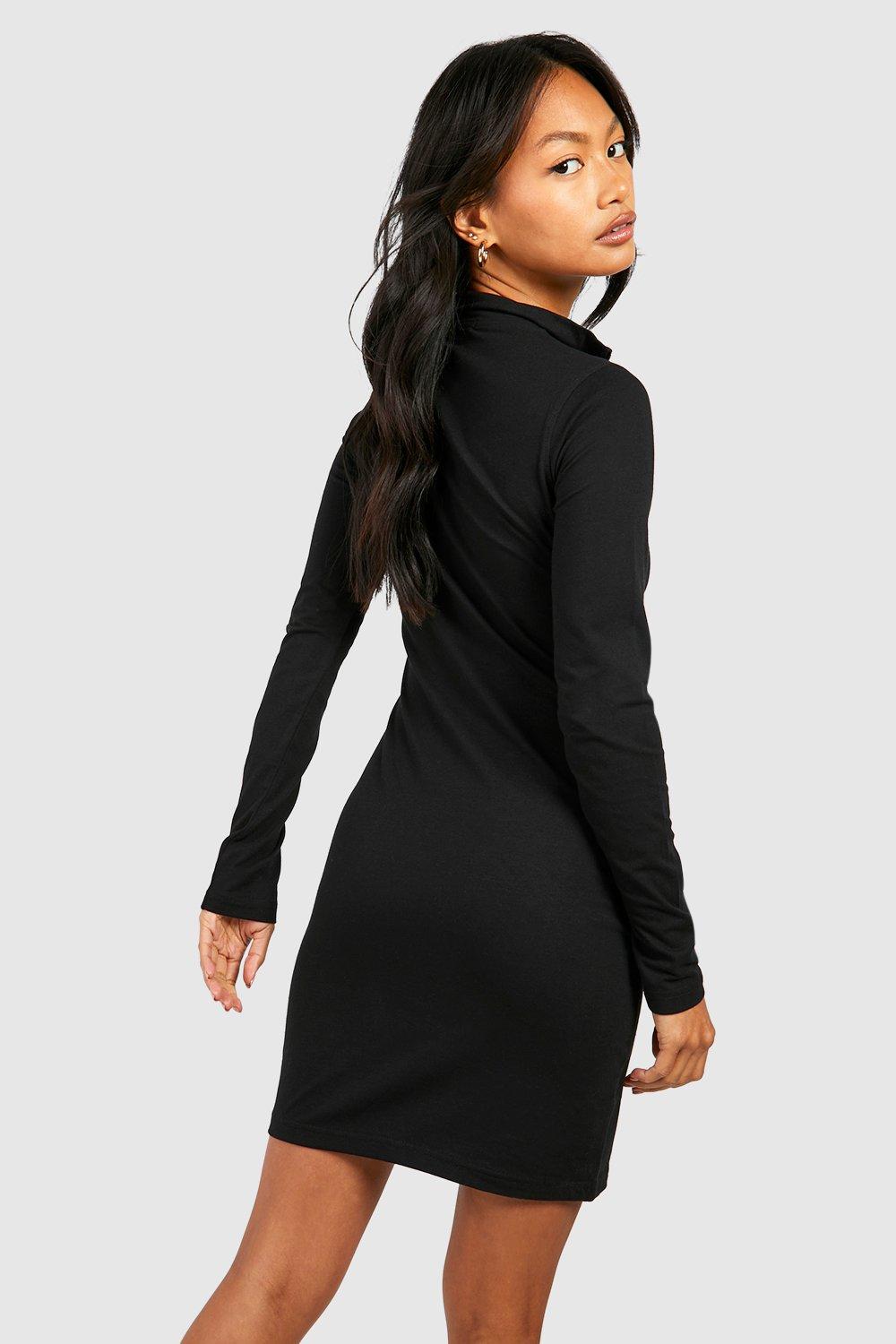 Half Zip Cotton Mini Dress boohoo