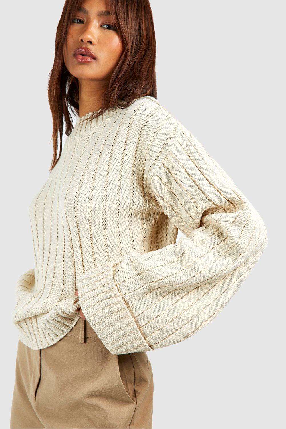 Favorite Festivities Ivory Ribbed Knit Cuff Sleeve Sweater