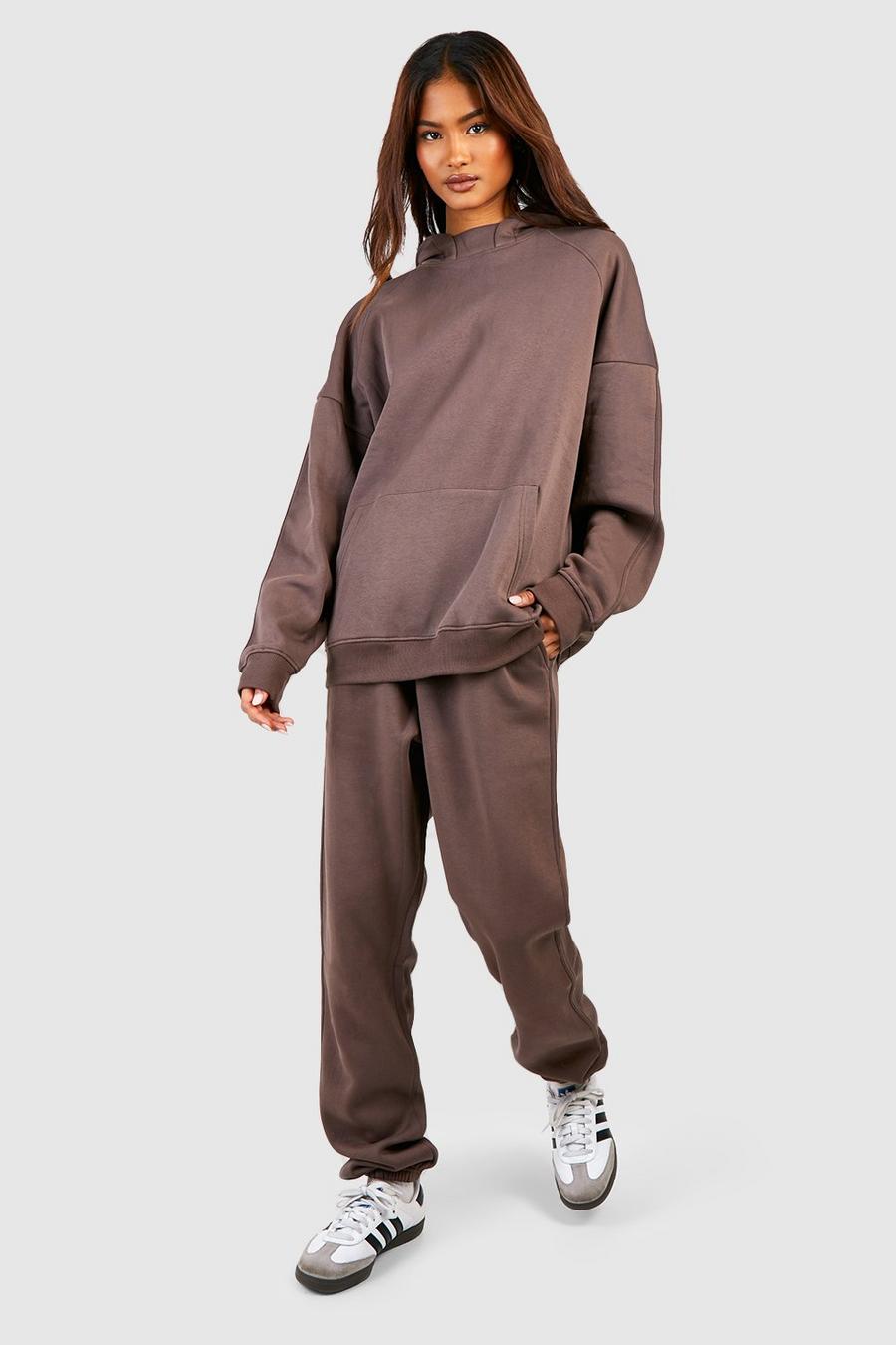 Tall Hoodie-Trainingsanzug mit Streifen-Detail, Chocolate