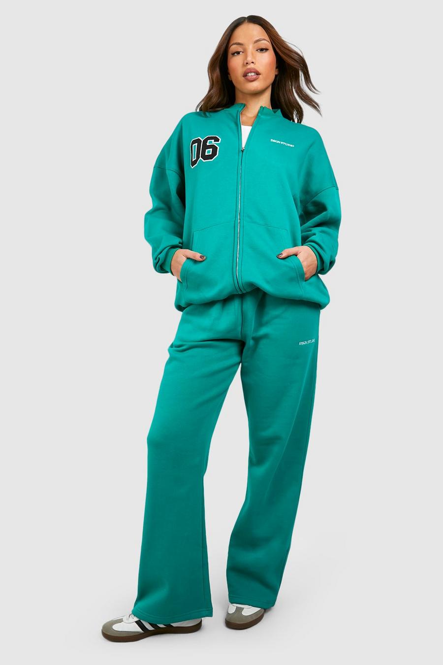 Tuta sportiva Tall Dsgn Studio 06 con applique e zip, Green