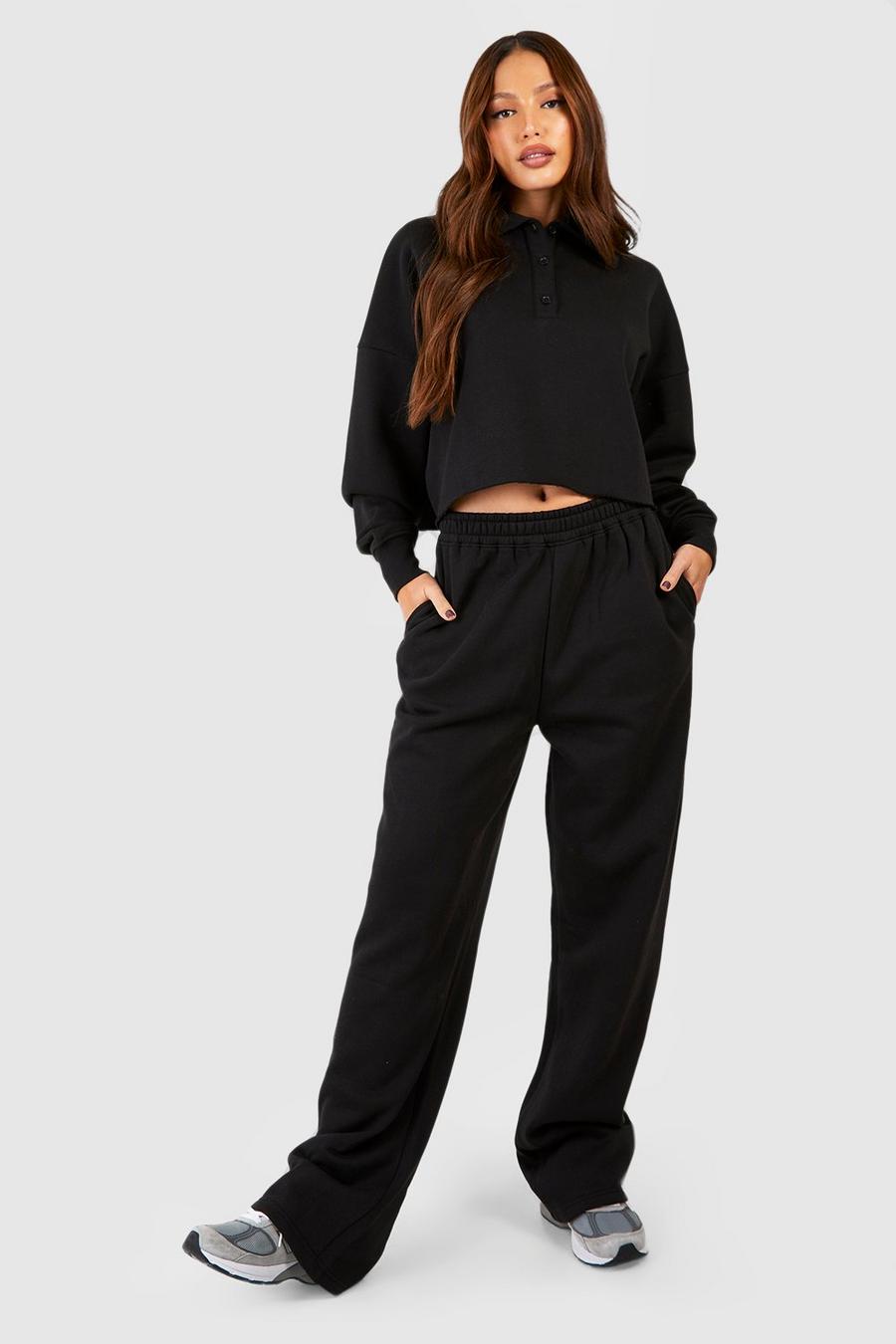 Black Tall Button Up Sweat Tracksuit image number 1