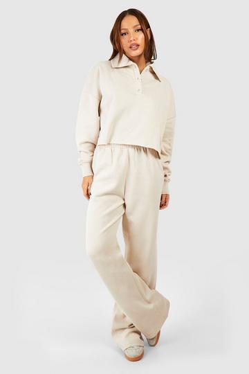 Tall Button Up Sweat Tracksuit stone