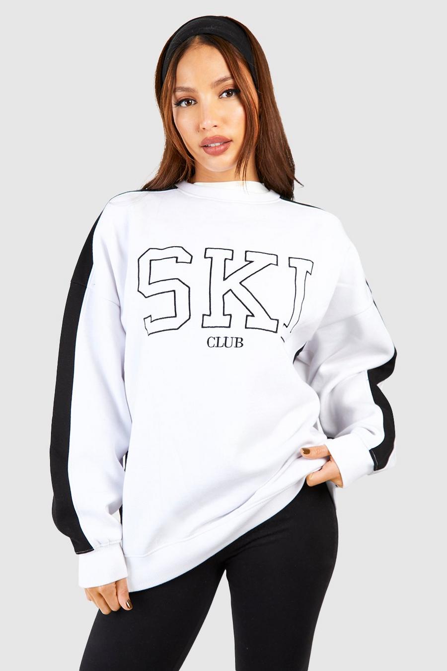 Tall Sweatshirt mit Ski Club Stickerei, White