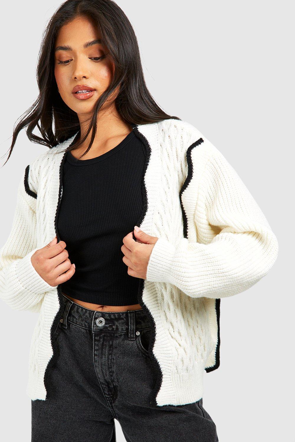 Stylist scalloped border for ladies cardigan sweater