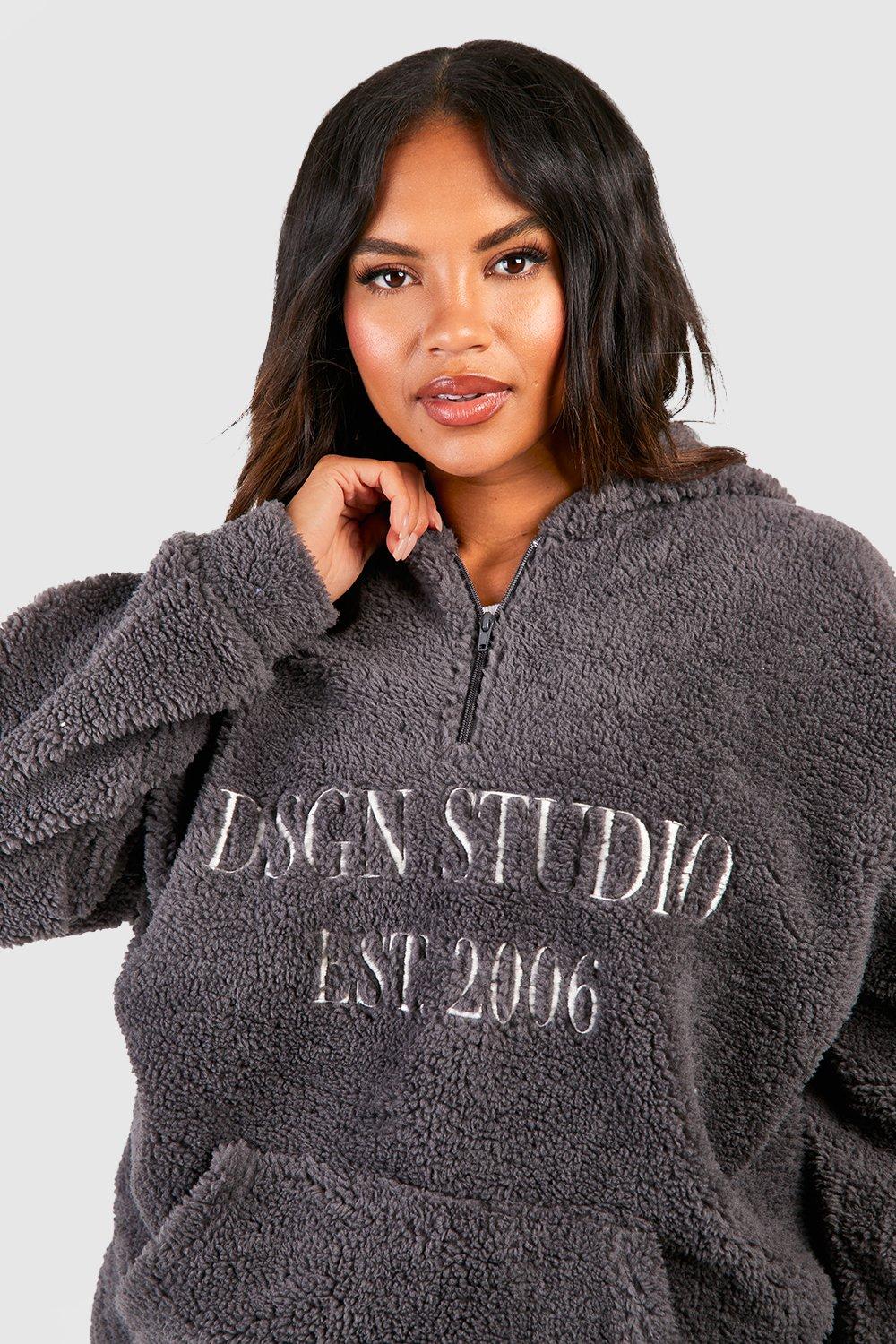 Half zip hot sale fluffy hoodie