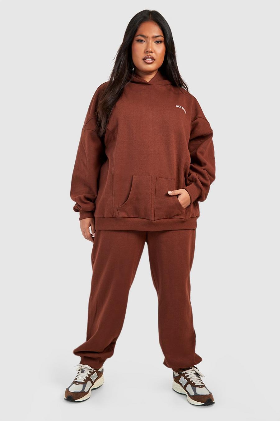 Chocolate Plus Dsgn Studio Double Pocket Oversized Hooded Tracksuit image number 1