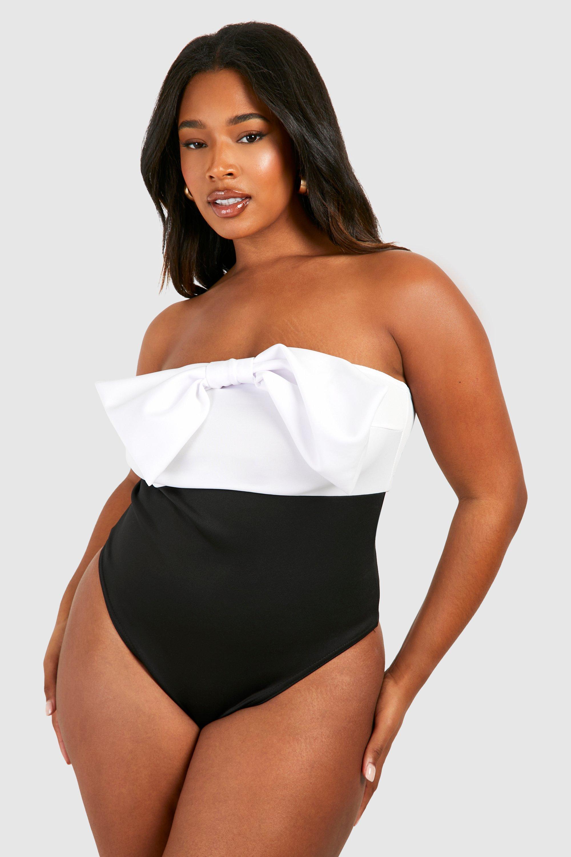 Plus Scuba Bandeau Bow Bodysuit