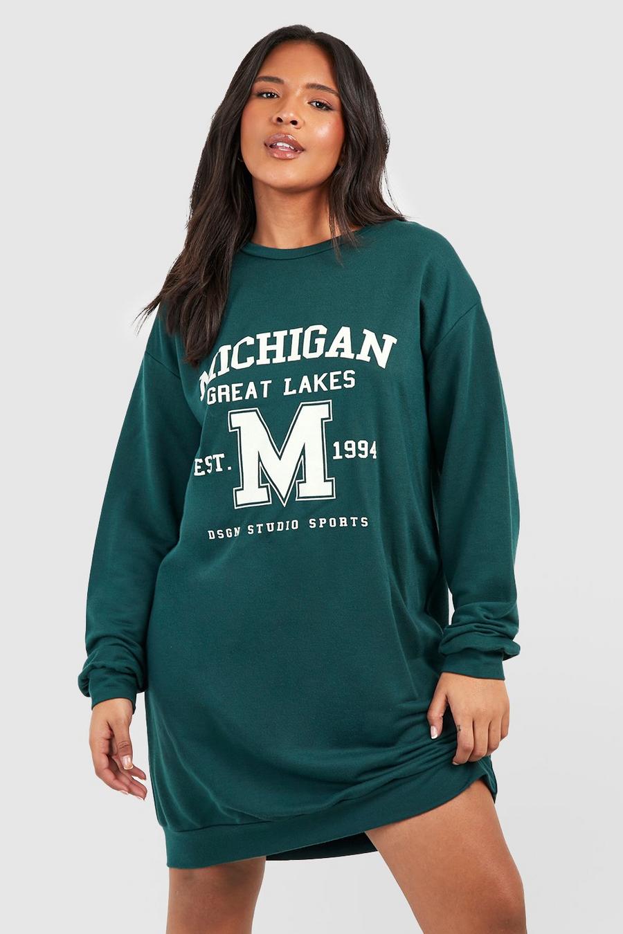 Forest green Plus Michigan Sweatshirt Jurk