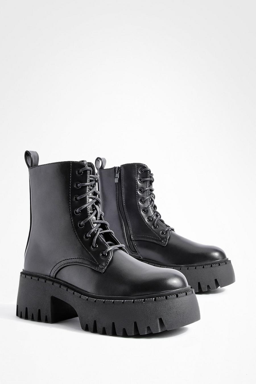 Black Super Chunky Combat Boots image number 1