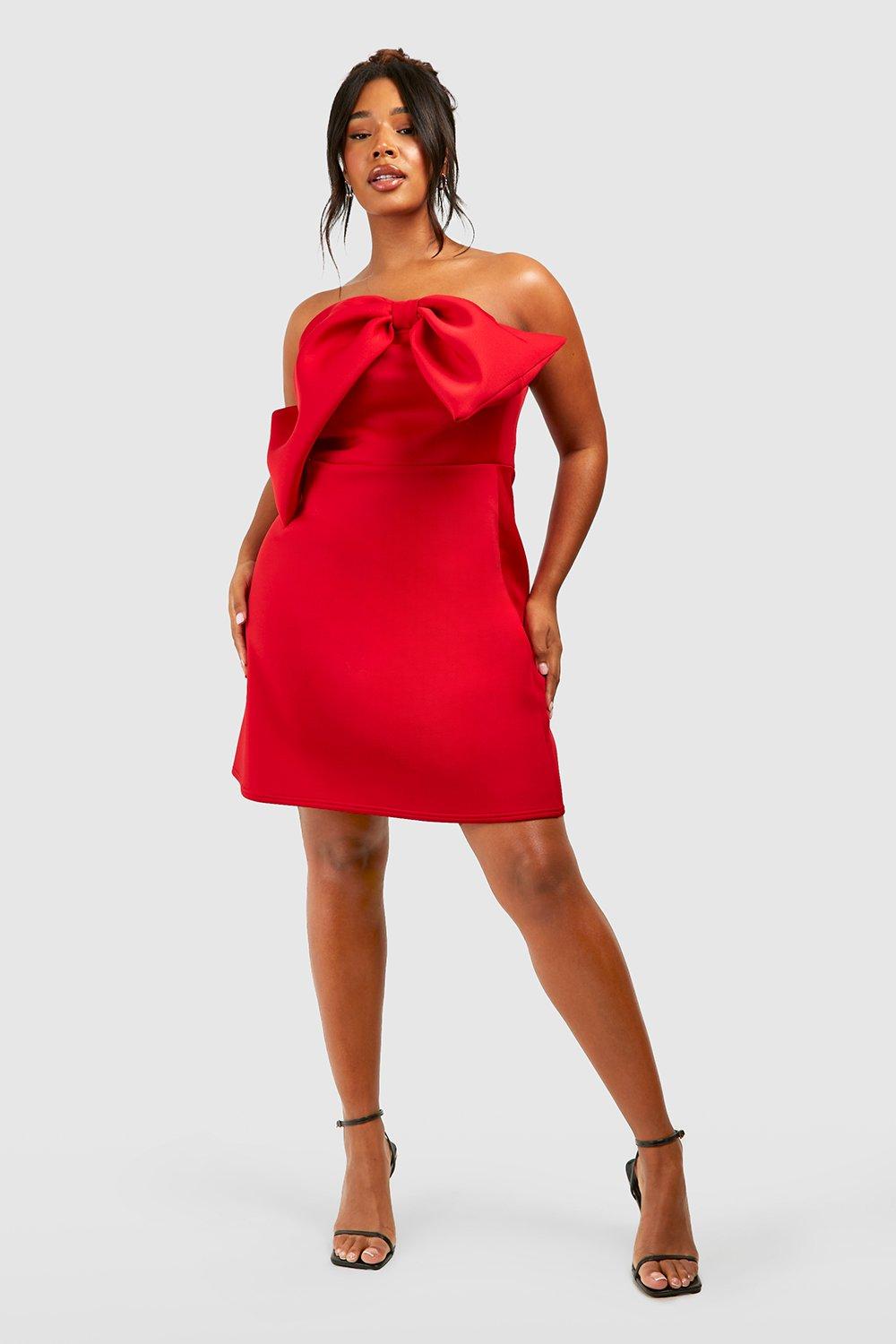 Boohoo red off shoulder on sale dress