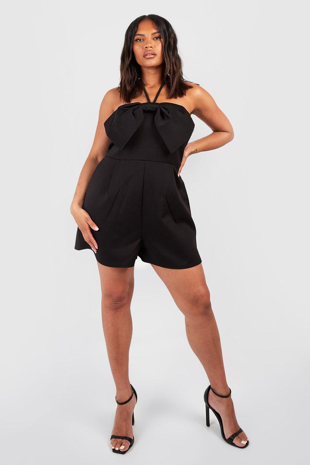 Plus Scuba Bow Flippy Romper | boohoo