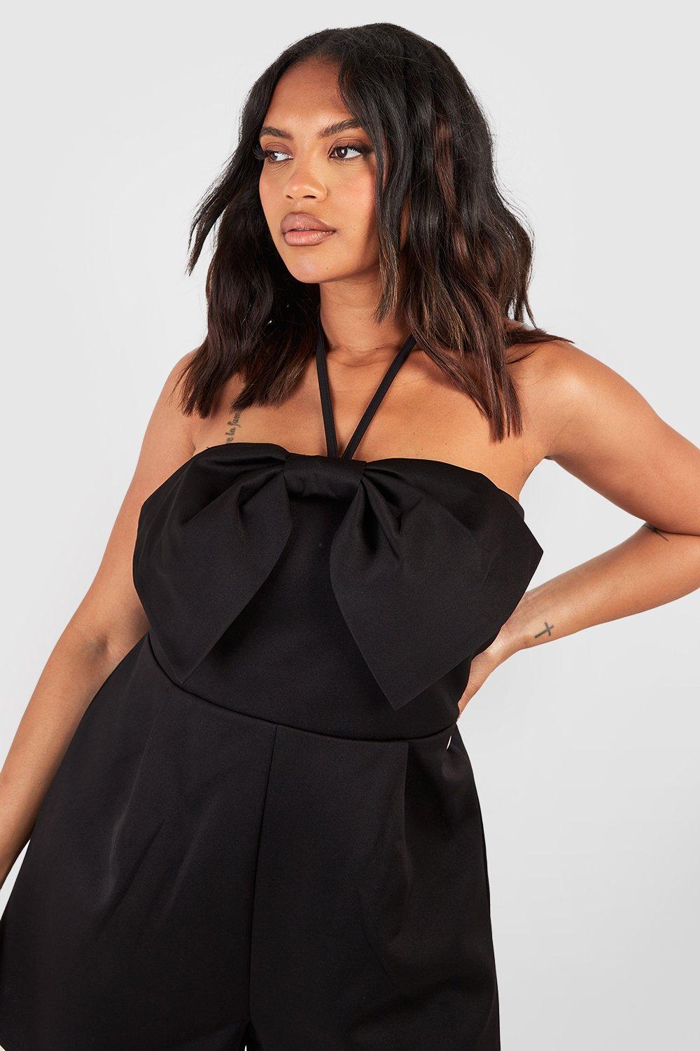 Plus Scuba Bow Flippy Romper | boohoo