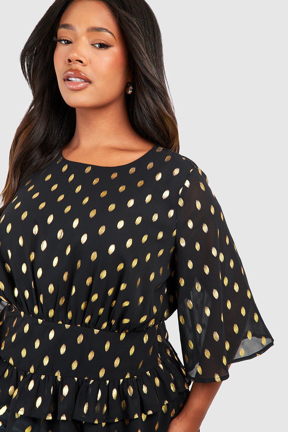 Boohoo metallic spot on sale dress