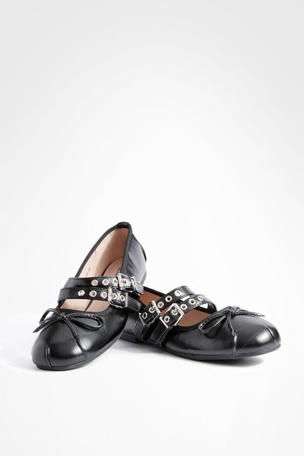 Flats with buckle on sale strap