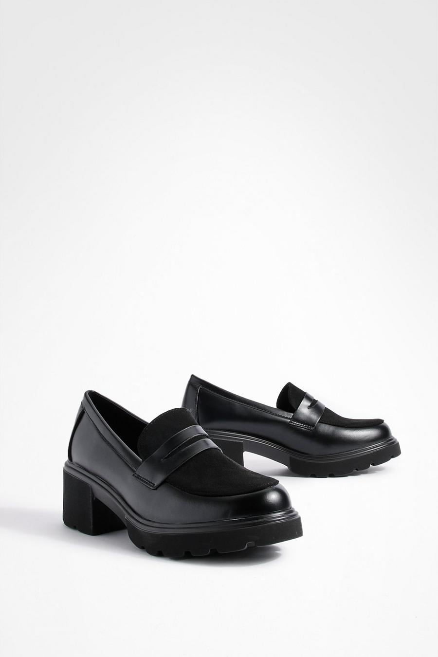 Black Heeled Chunky Loafers